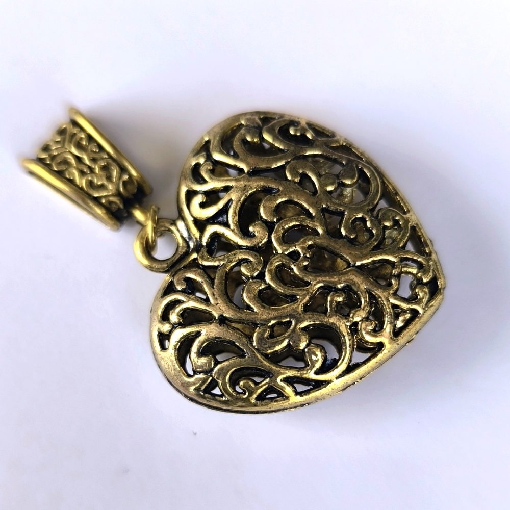 Jumbo 3D Filigree Cutout Metal Heart Pendant